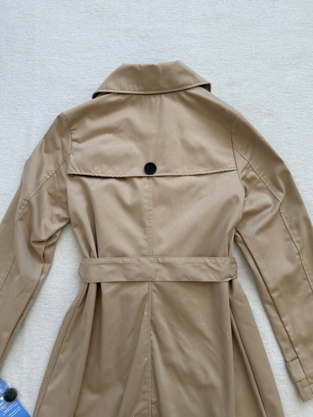 Tan Double Breasted Trench Coat Water Repellent Belted Size Small NWT Classic - Picture 5 of 13